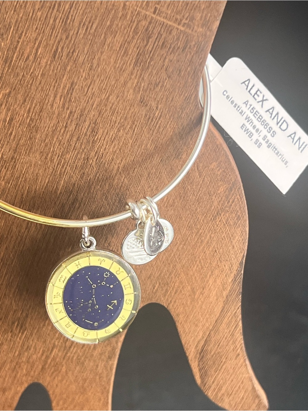 Alex and Ani Gold and Blue Zodiac Wheel Bangle